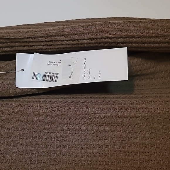 NWT Chloe & Jasmine olive green thermal Henry long sleeve shirt Sz 1X - Picture 3 of 8